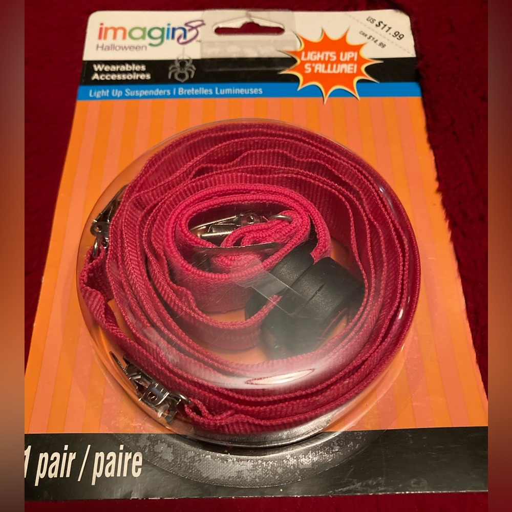 Light Up Suspenders in Pink Intact Battery Tab